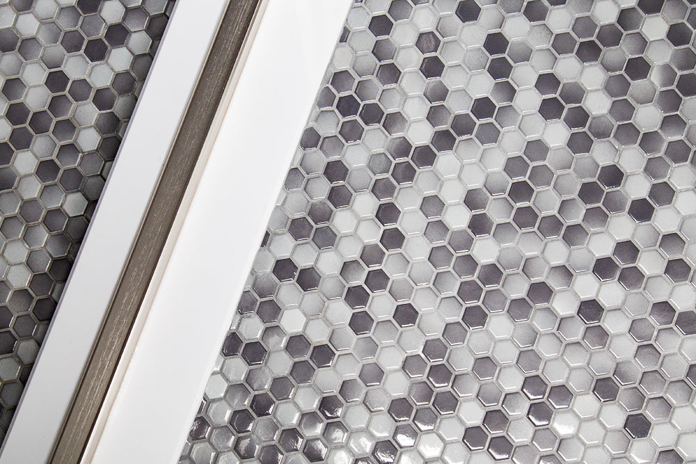 Makai 1" Hexagon Grey Mix Gloss Mosaic Tile - Sample