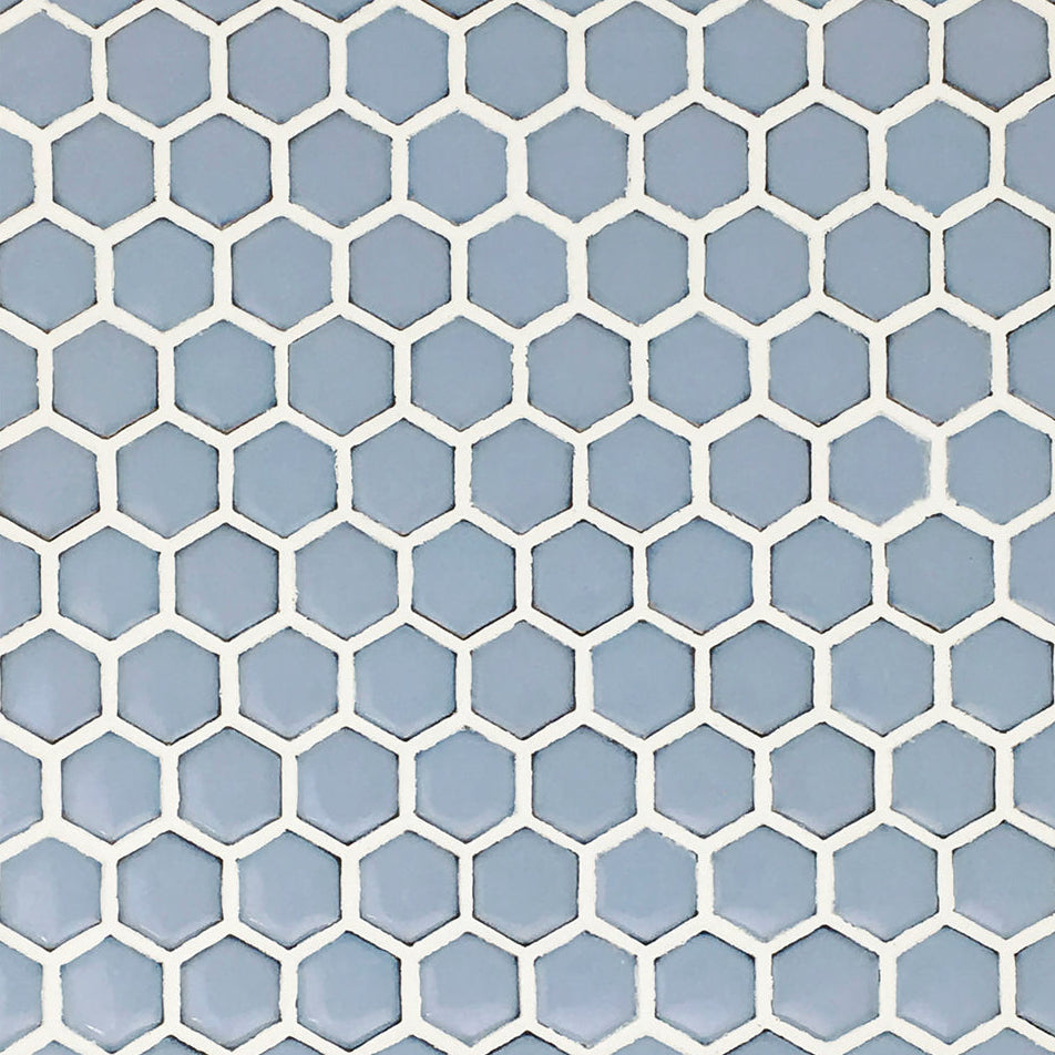 Makai Hexagon Cornflower Gloss Mosaic Tile