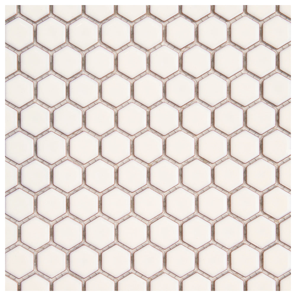 Makai 1" Hexagon Dandelion Gloss Mosaic Tile - Sample