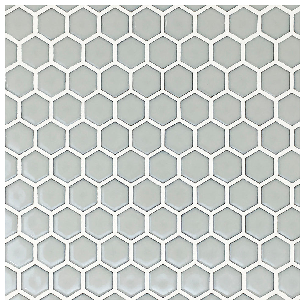 Makai 1" Hexagon Dove Gloss Mosaic Tile - Sample