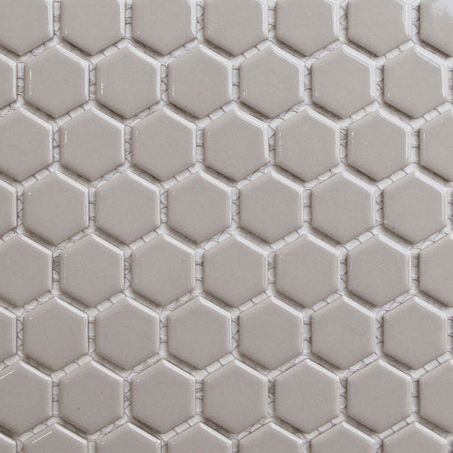 Makai 1" Hexagon Smoke Gloss Mosaic Tile - Sample