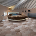HUDSON 9.5X11 HEXAGON BEIGE MATTE ROOM SCENE