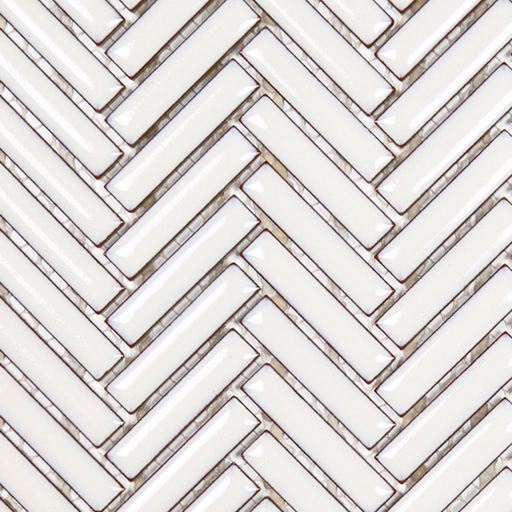 Makai Herringbone 3/8 X 2 Dandelion Gloss Mosaic Tile