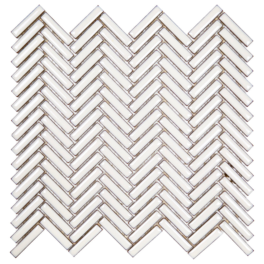 Makai Herringbone Dandelion Gloss Mosaic Tile