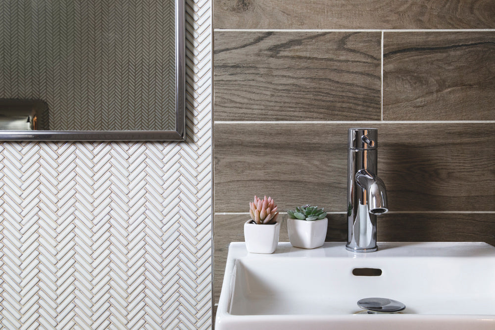 Makai Herringbone 3/8 X 2 Dandelion Gloss Mosaic - Sample