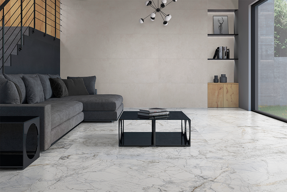 Infinity 24X48 White Polished Marble Look Porcelain Tile