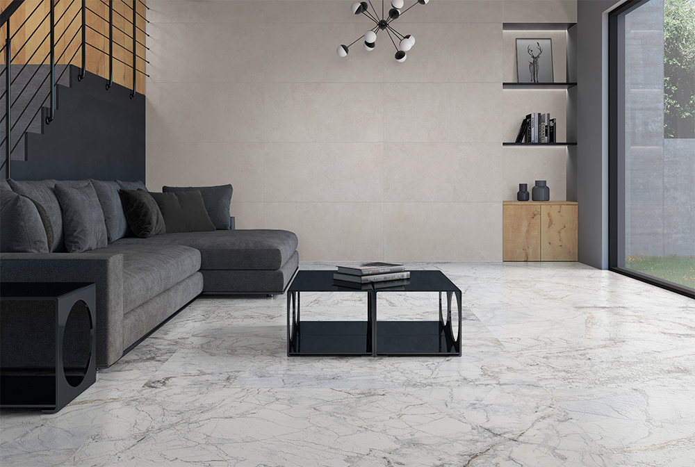 Infinity 24X48 White Polished Marble Look Porcelain Tile - Sample