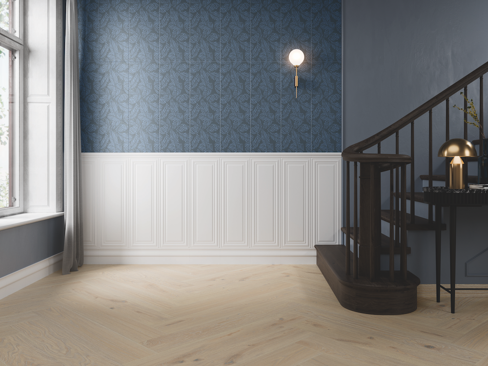 Kapalua 12x36 Blue Palm Leaf Pattern Wall Tile - SAMPLES