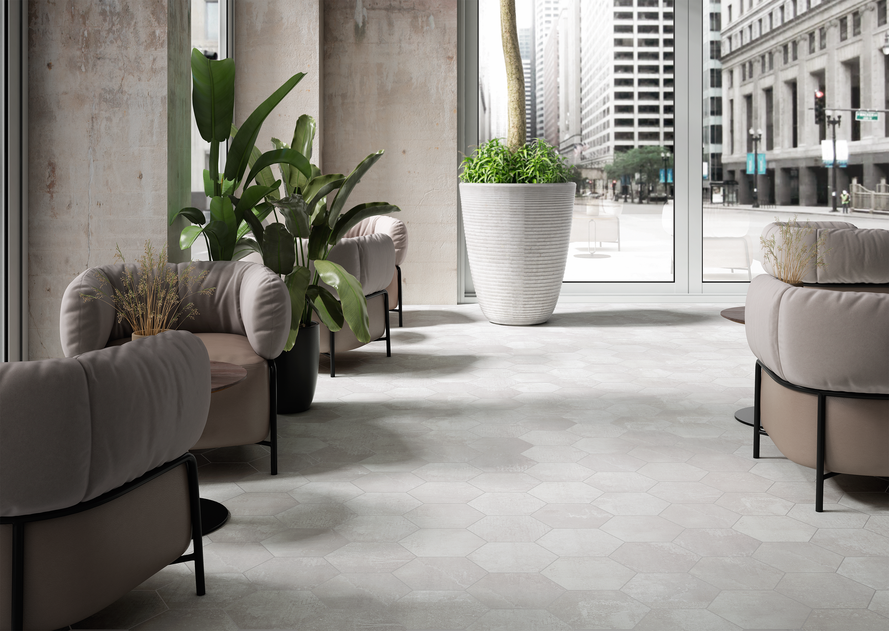 Modern Hex White Room Scene