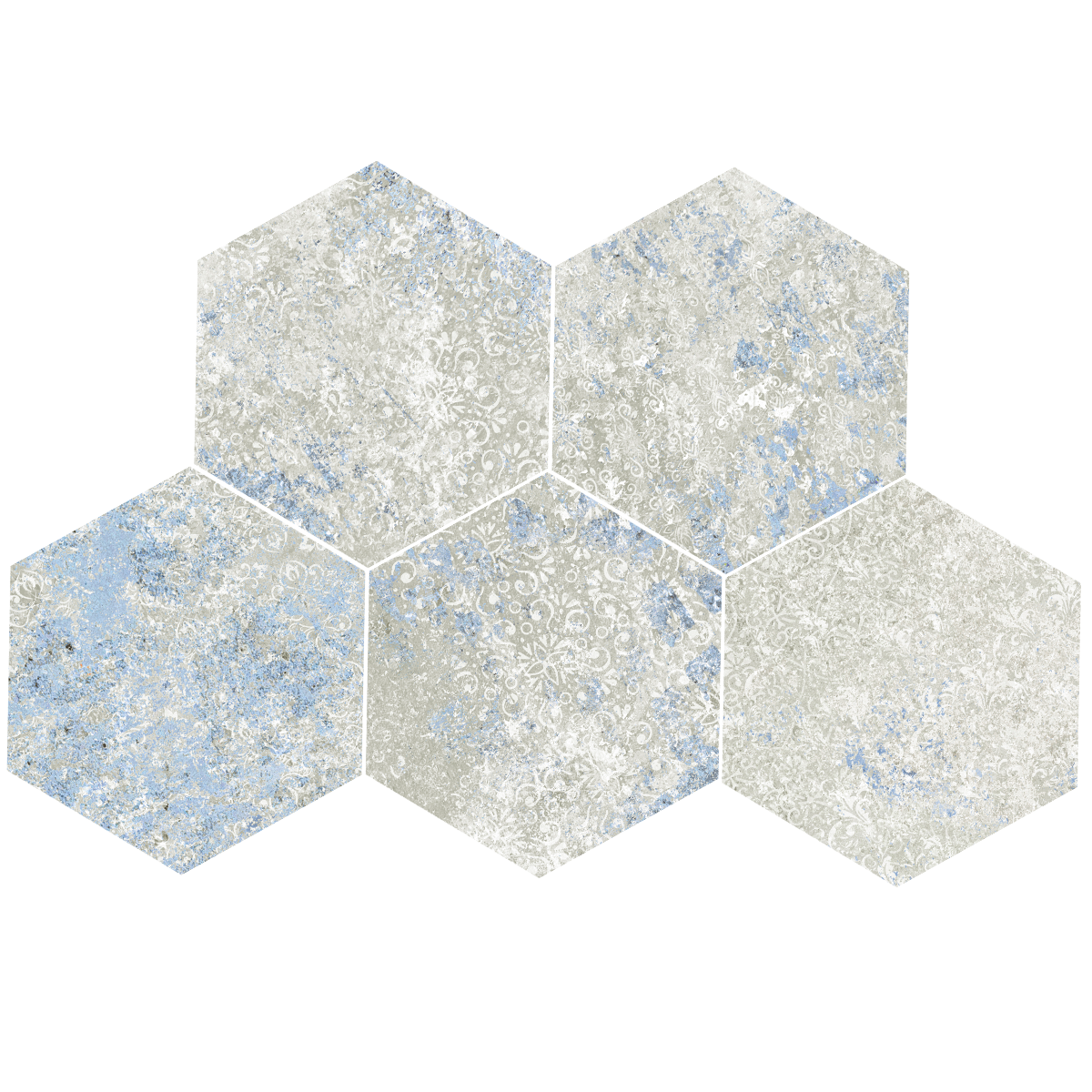 Modern Hex 10x11 Gray Motif Hexagon Porcelain Tile  - SAMPLES