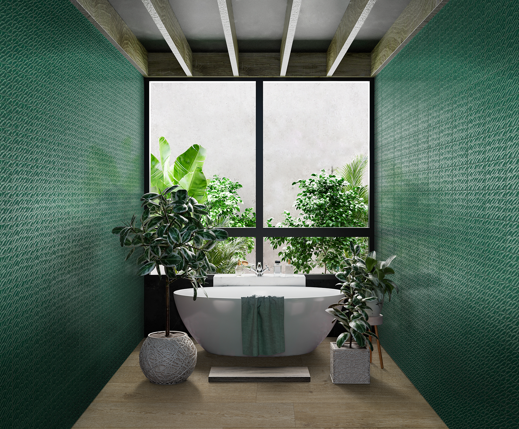 Malibu 6x6 Green Topango Glossy Deco Porcelain Wall Tile