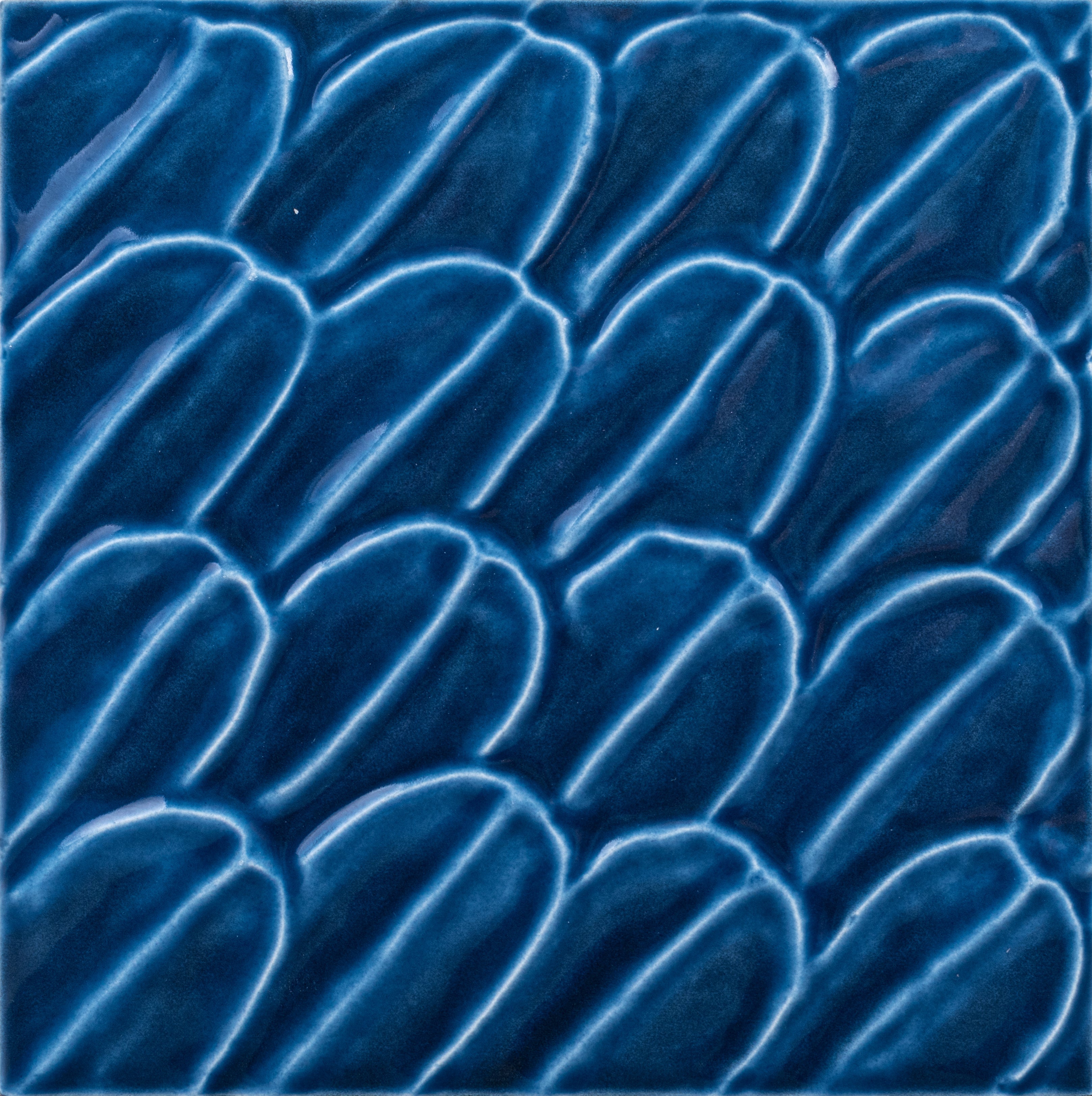 Malibu 6x6 Blue Topango Glossy Deco Porcelain Wall Tile - SAMPLES