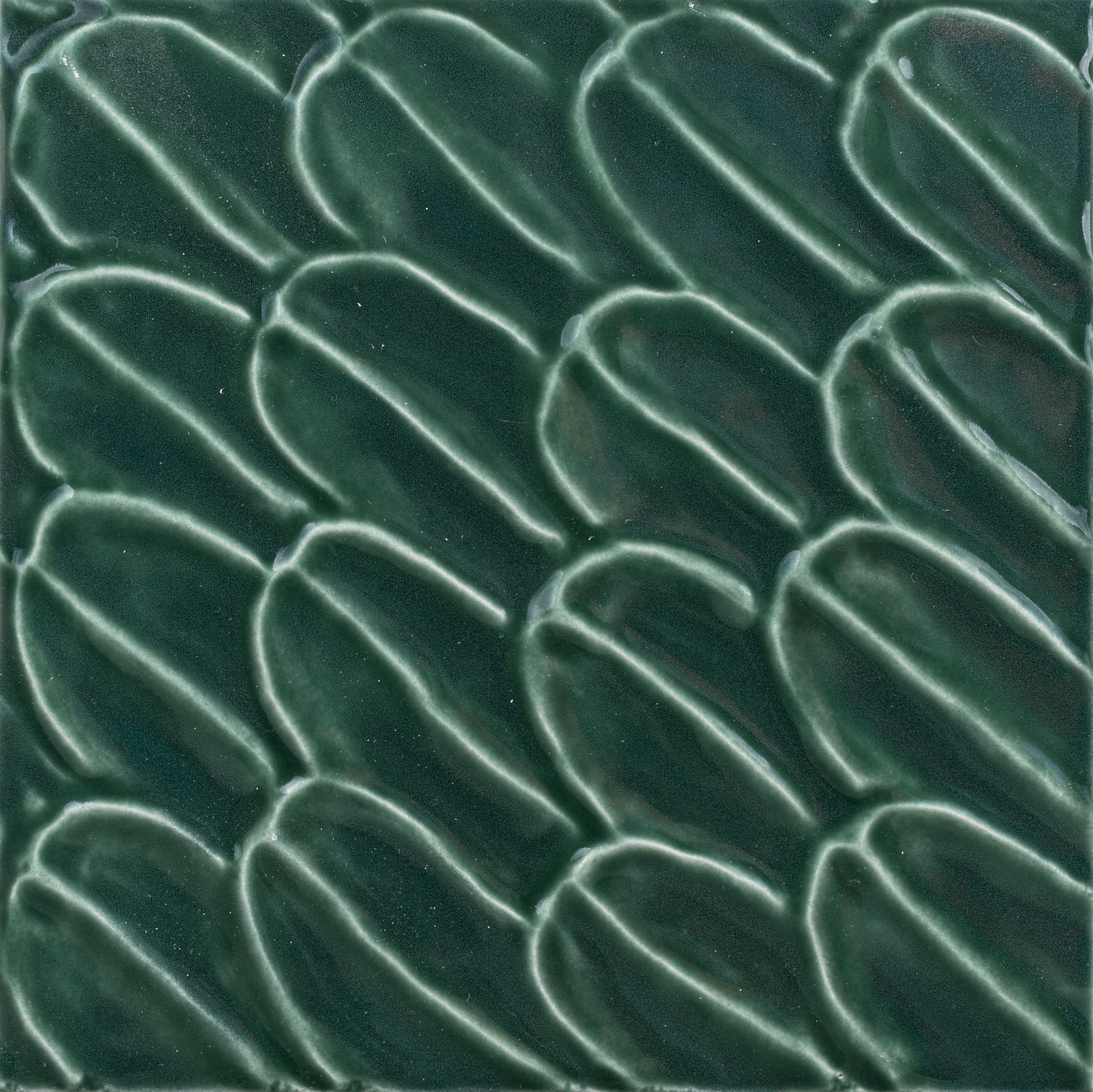 Malibu 6x6 Green Topango Glossy Deco Porcelain Wall Tile - SAMPLES