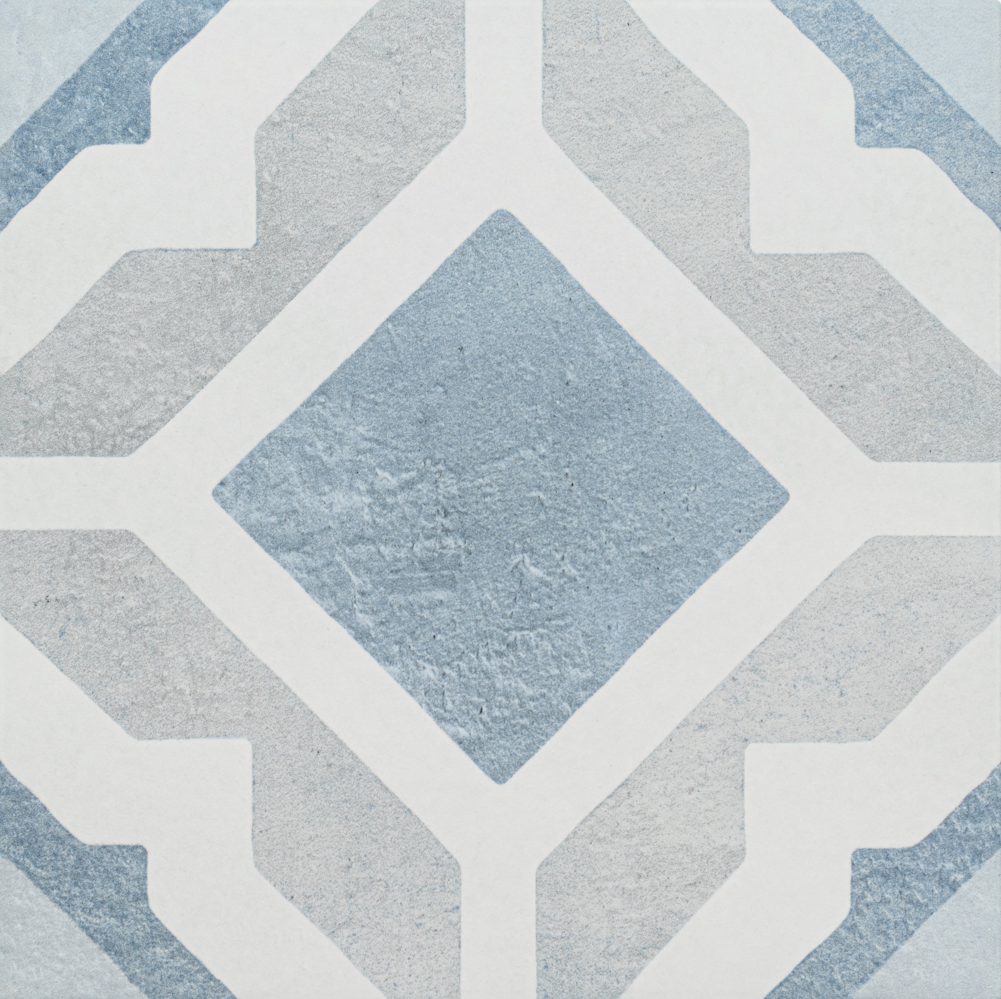 Marine 8x8 Blue and Gray Elba Decorative Pattern Porcelain Tile - SAMPLES