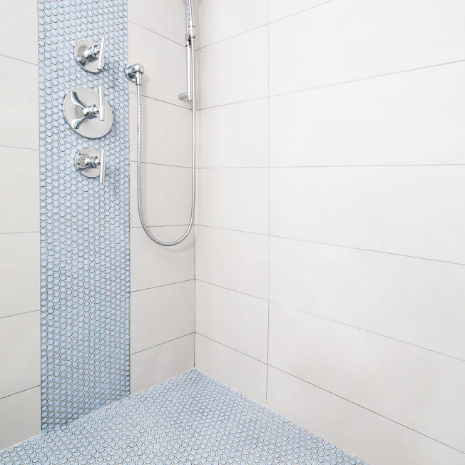 Makai 3/4" Pennyround Cornflower Gloss Mosaic Tile - Sample