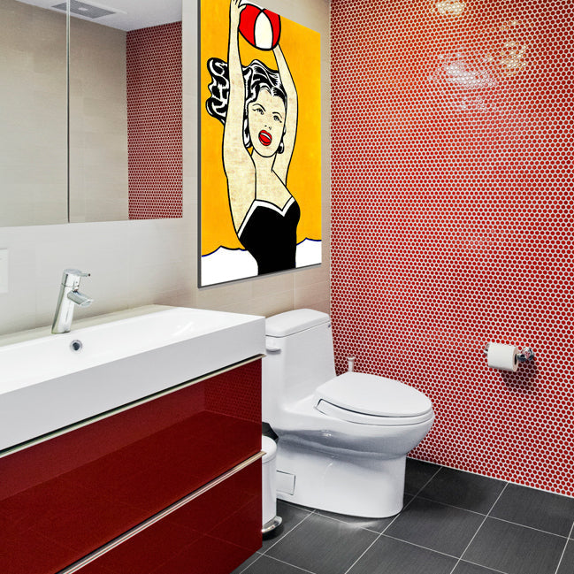 Makai 3/4" Pennyround Red Gloss Mosaic Tile - Sample