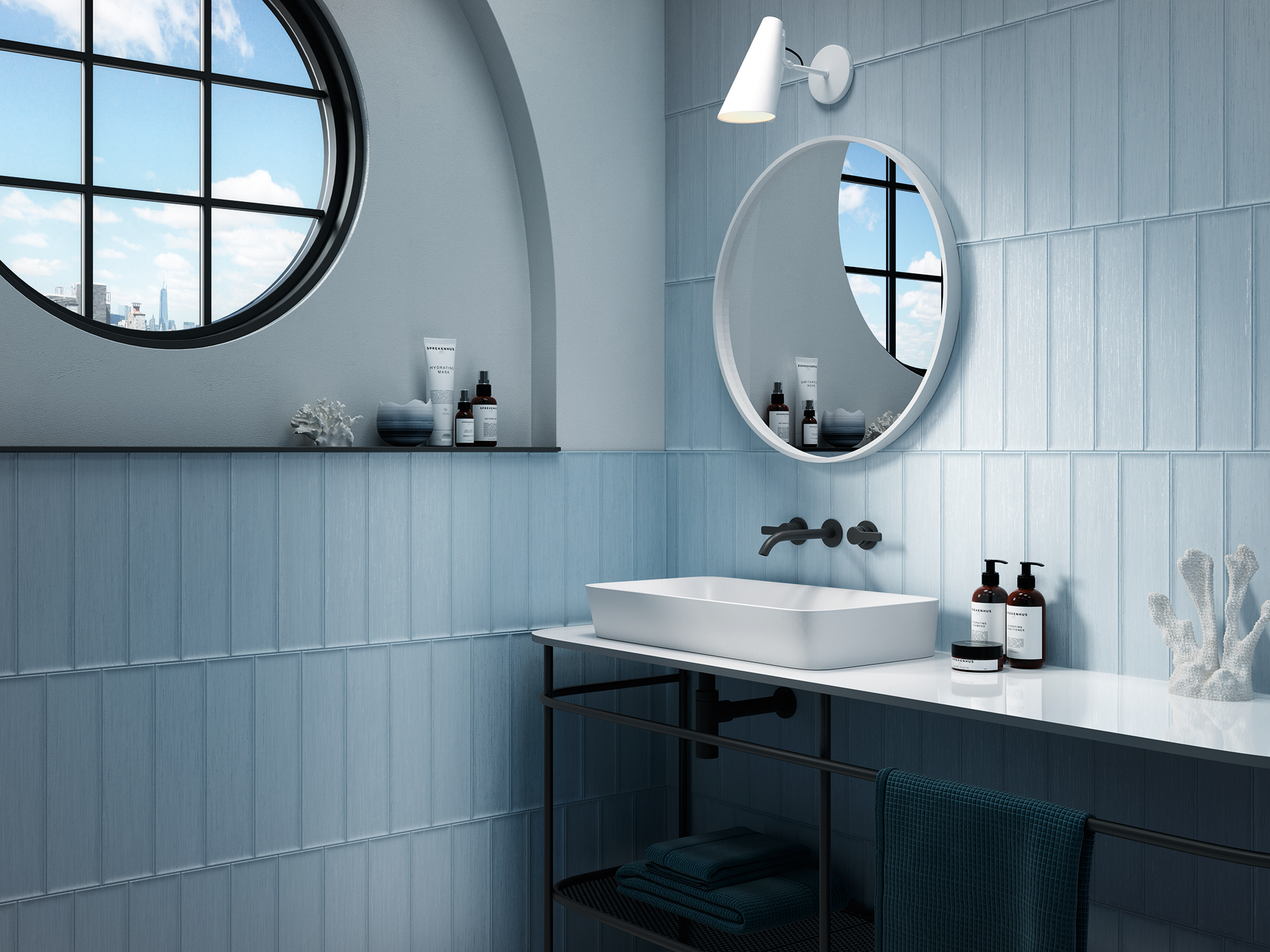 Reef 4x16 Pastel Blue Matte Painted Look Ceramic Tile-Samples