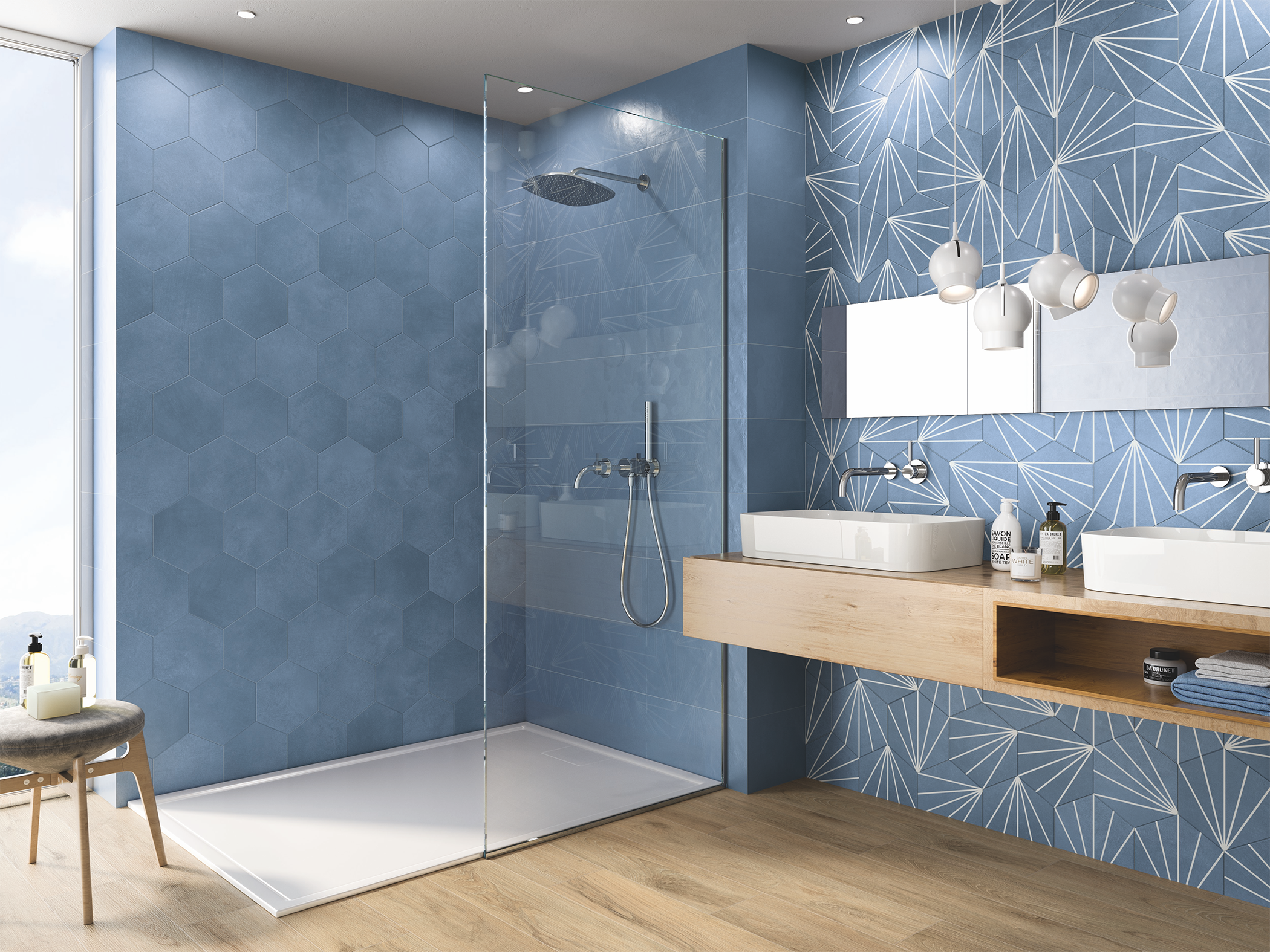 Spotlight 9X10 Hex Blue Porcelain Tile