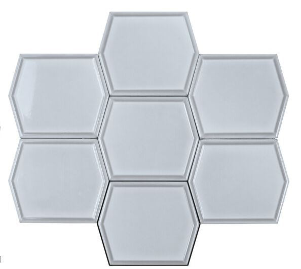 Gem Blue 5x6 Framed Gloss Hex Tile - Samples