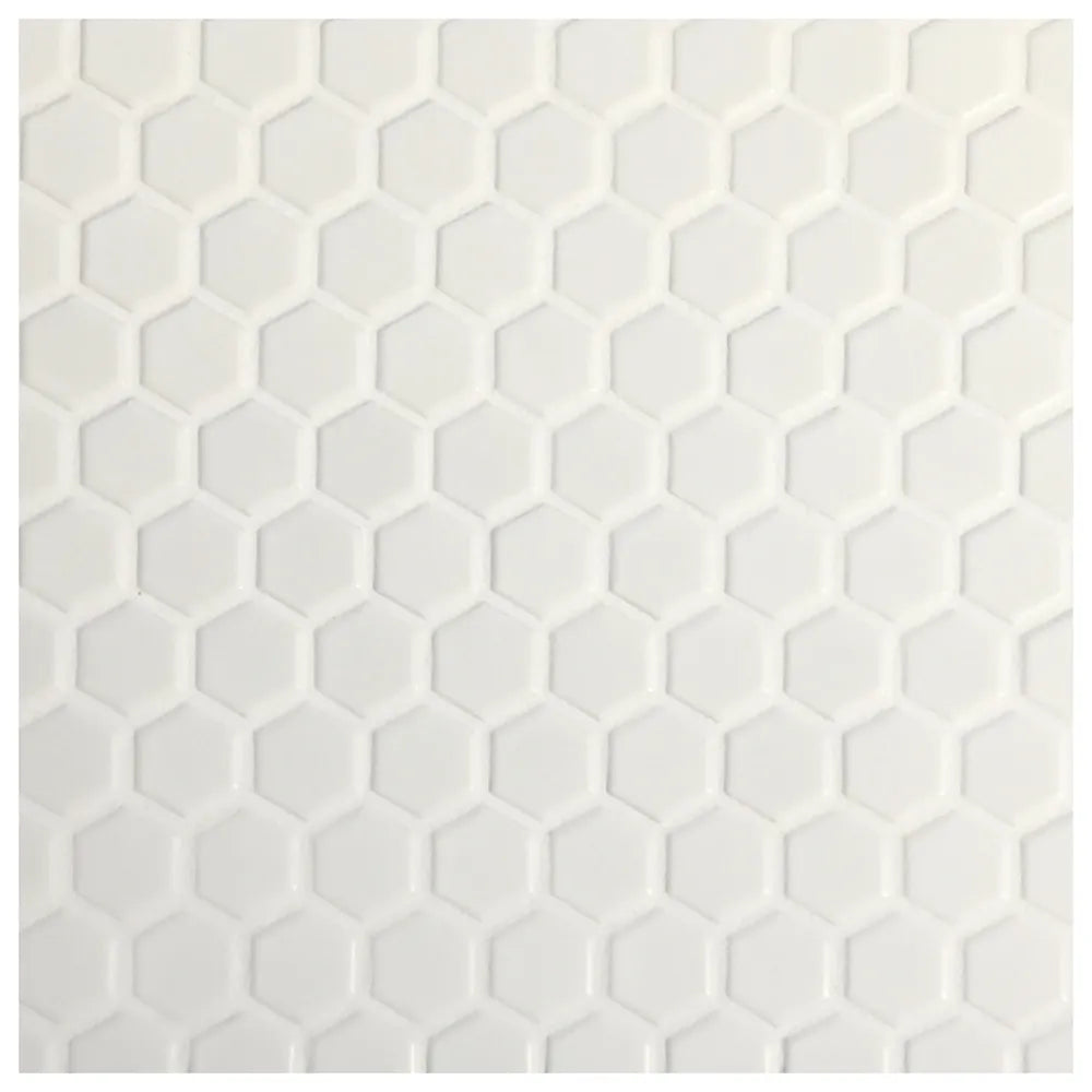 Makai 1" Hexagon White Gloss Mosaic Tile